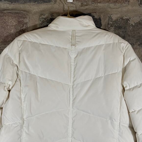 Lands' End Down Puffer Coat Woman's 1X Off White High Collar Winter Warm - Picture 8 of 15